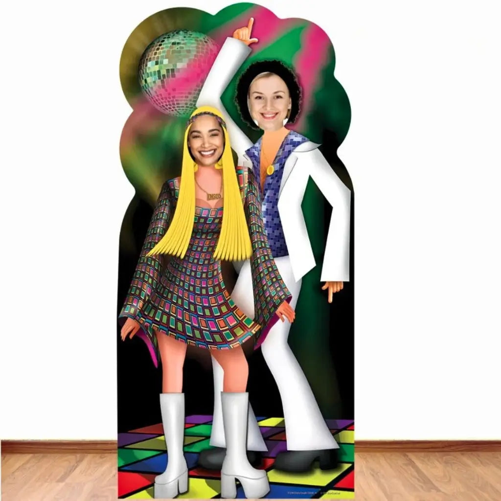 70s disco face-in-hole cardboard party photo prop