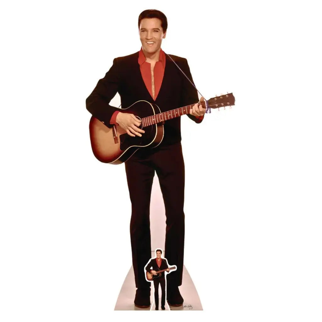 Elvis Presley red shirt guitar cardboard cutout