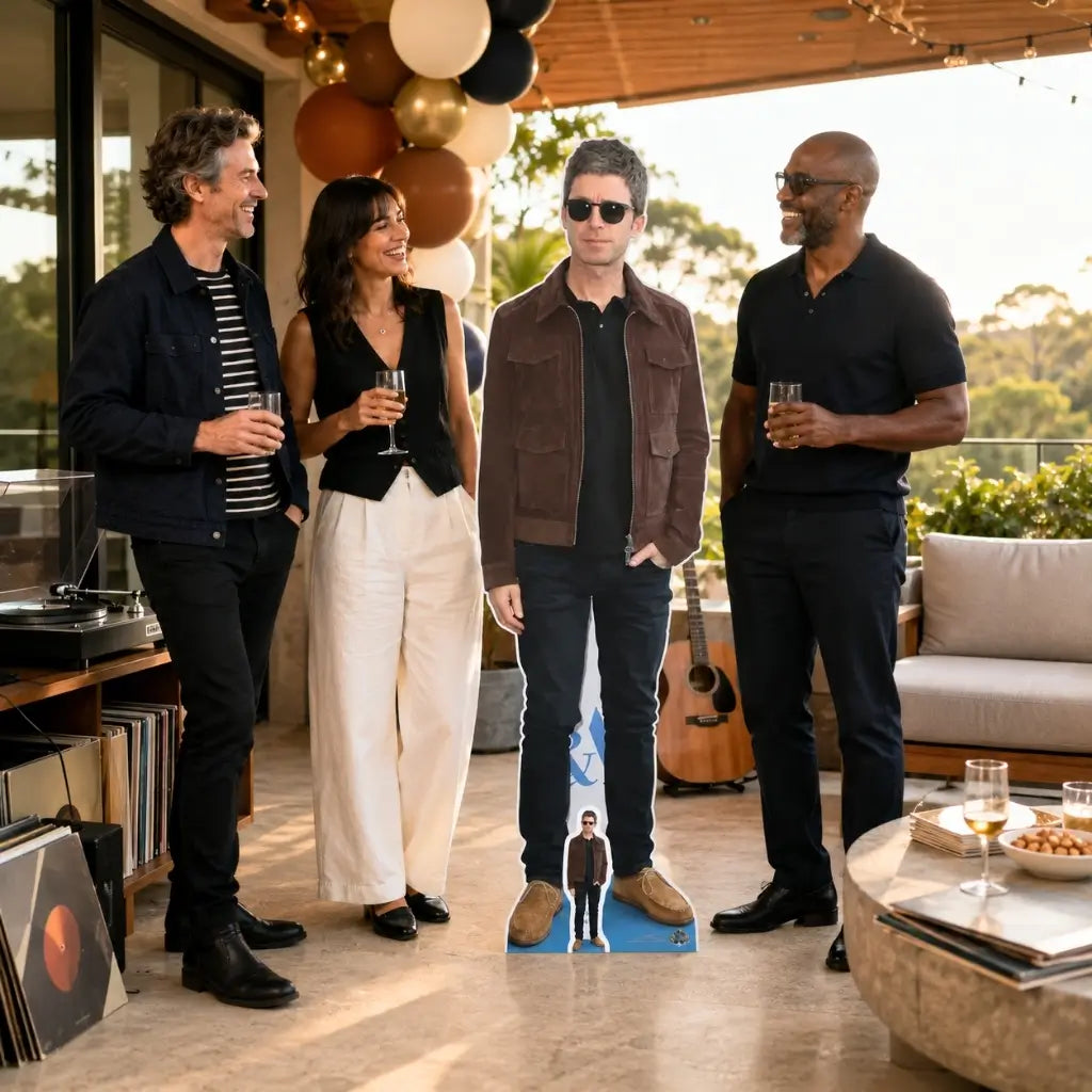 Noel Gallagher Oasis cardboard standee with matching mini cutout