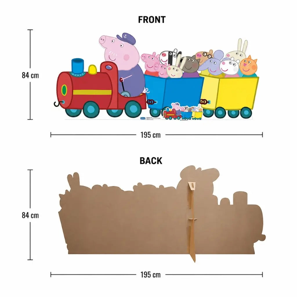 Peppa Pig train cardboard party backdrop 195cm wide size