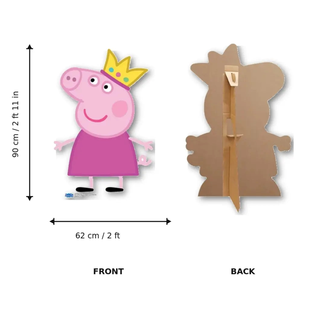 Peppa Pig crown cardboard photo prop for princess parties size