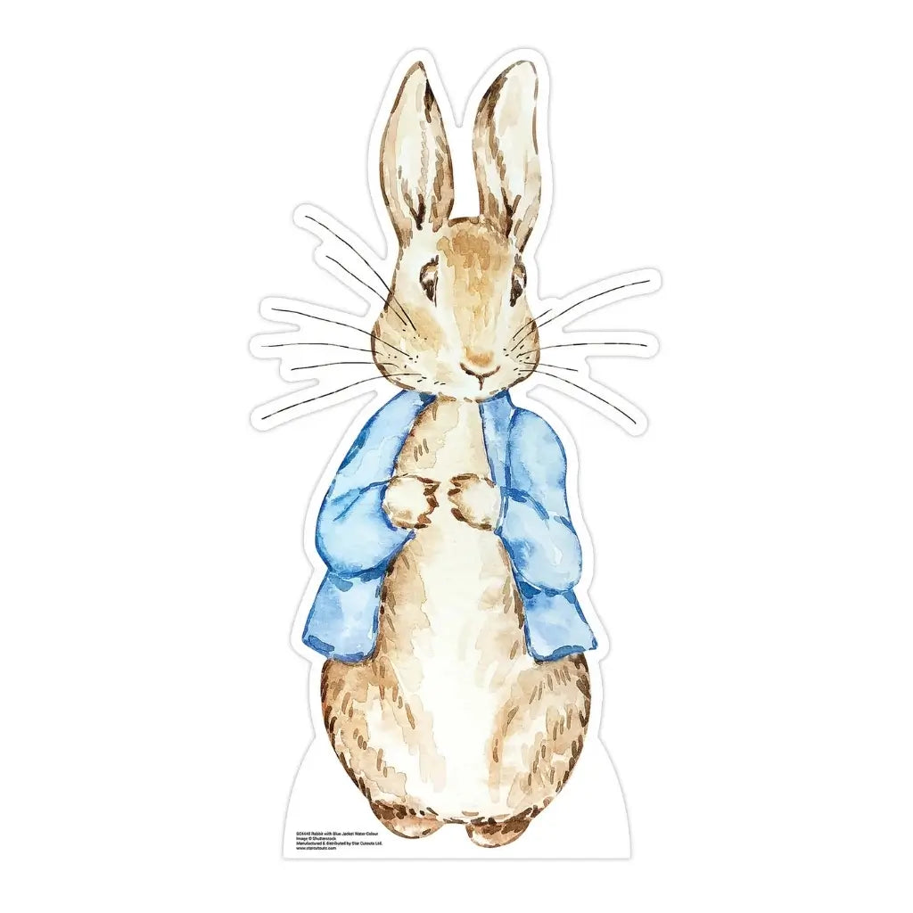 Rabbit in blue jacket cardboard cutout