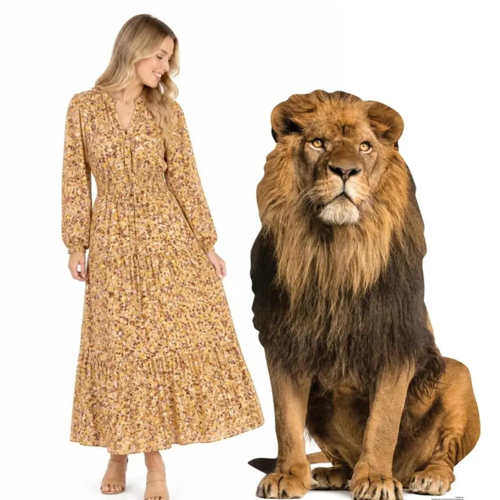 Realistic lion wildlife freestanding cardboard standee