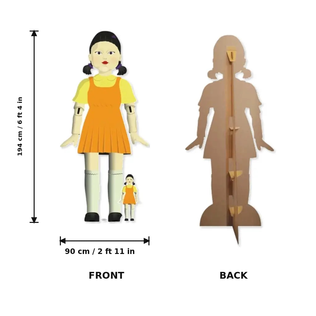 Giant doll cardboard cutout for game themed parties