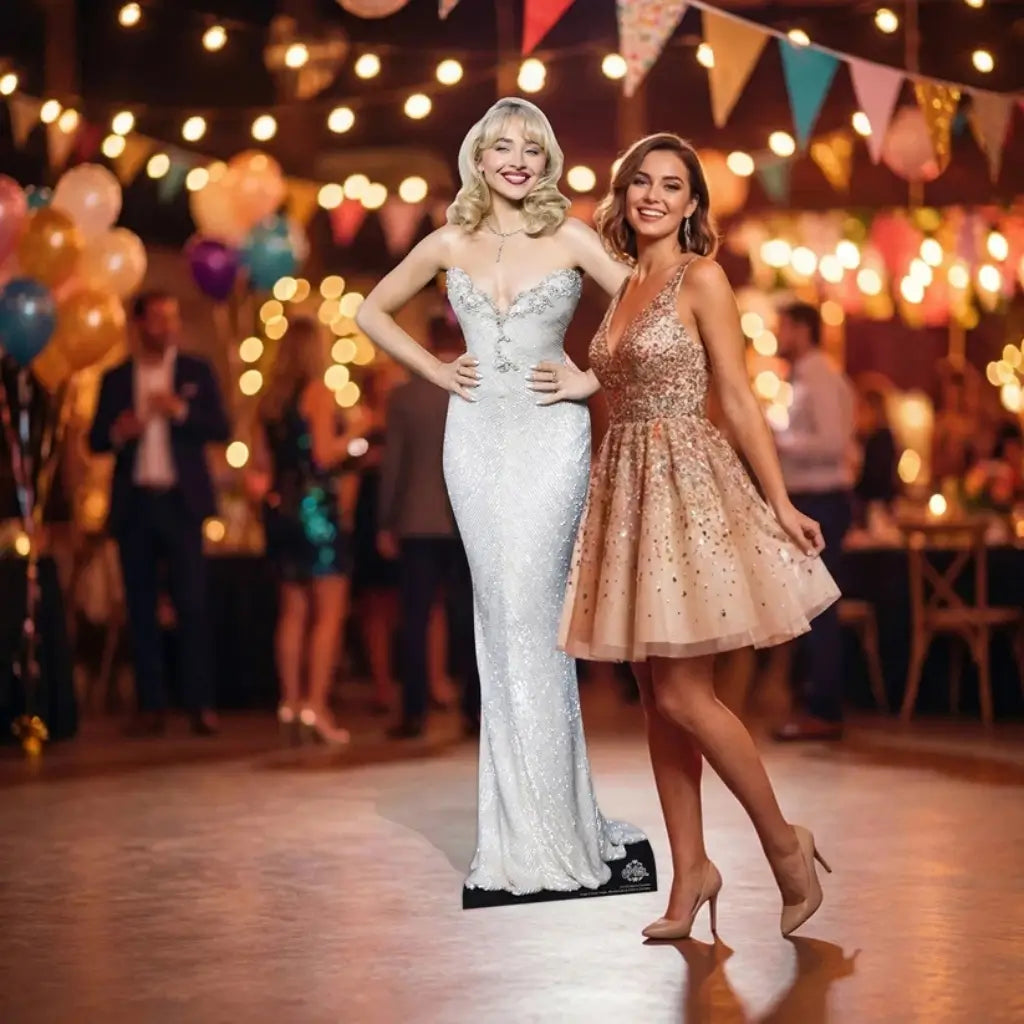 Sabrina Carpenter pop star cardboard standee for birthday parties