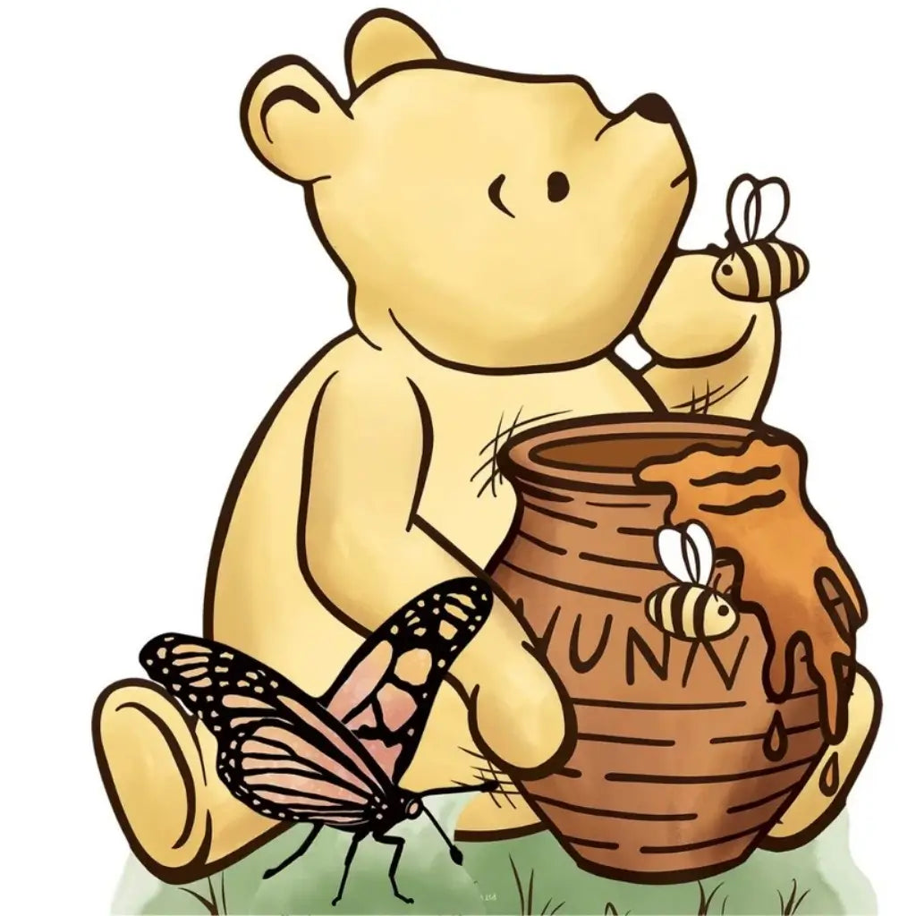 Winnie the Pooh baby shower cardboard decorations with Pooh and friends