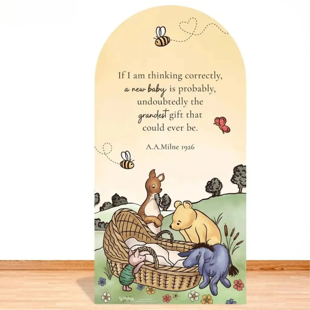 Winnie the Pooh baby shower backdrop with Piglet Eeyore and Kanga