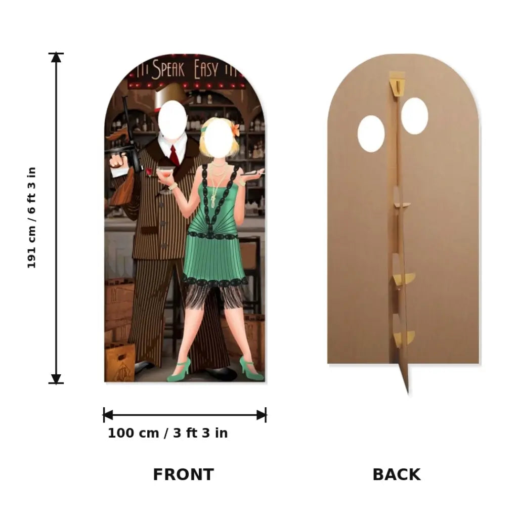 Speakeasy flapper and gangster cardboard photo prop