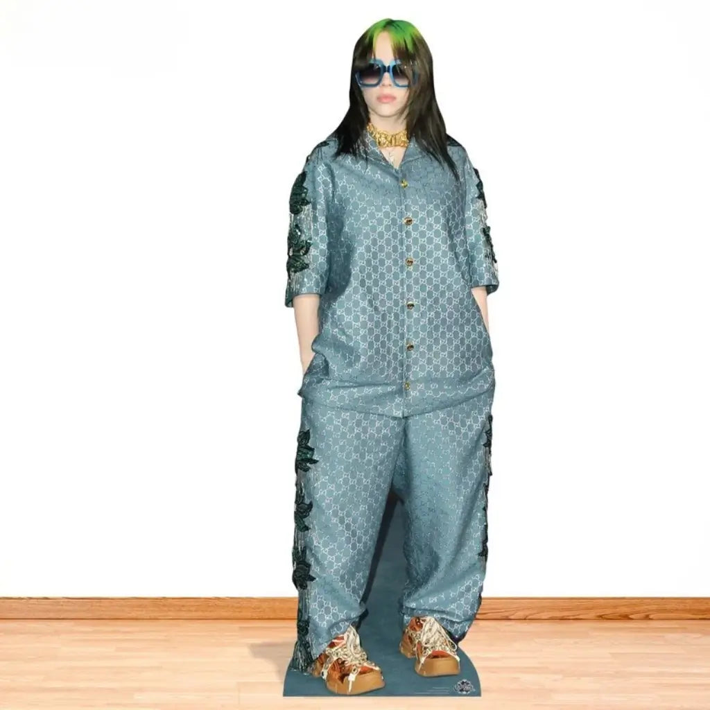 Billie Eilish pop star cardboard cutout with mini