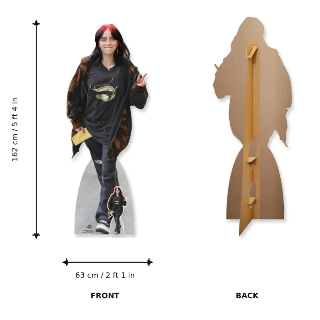 Billie Eilish smiling celebrity cardboard standee for music parties