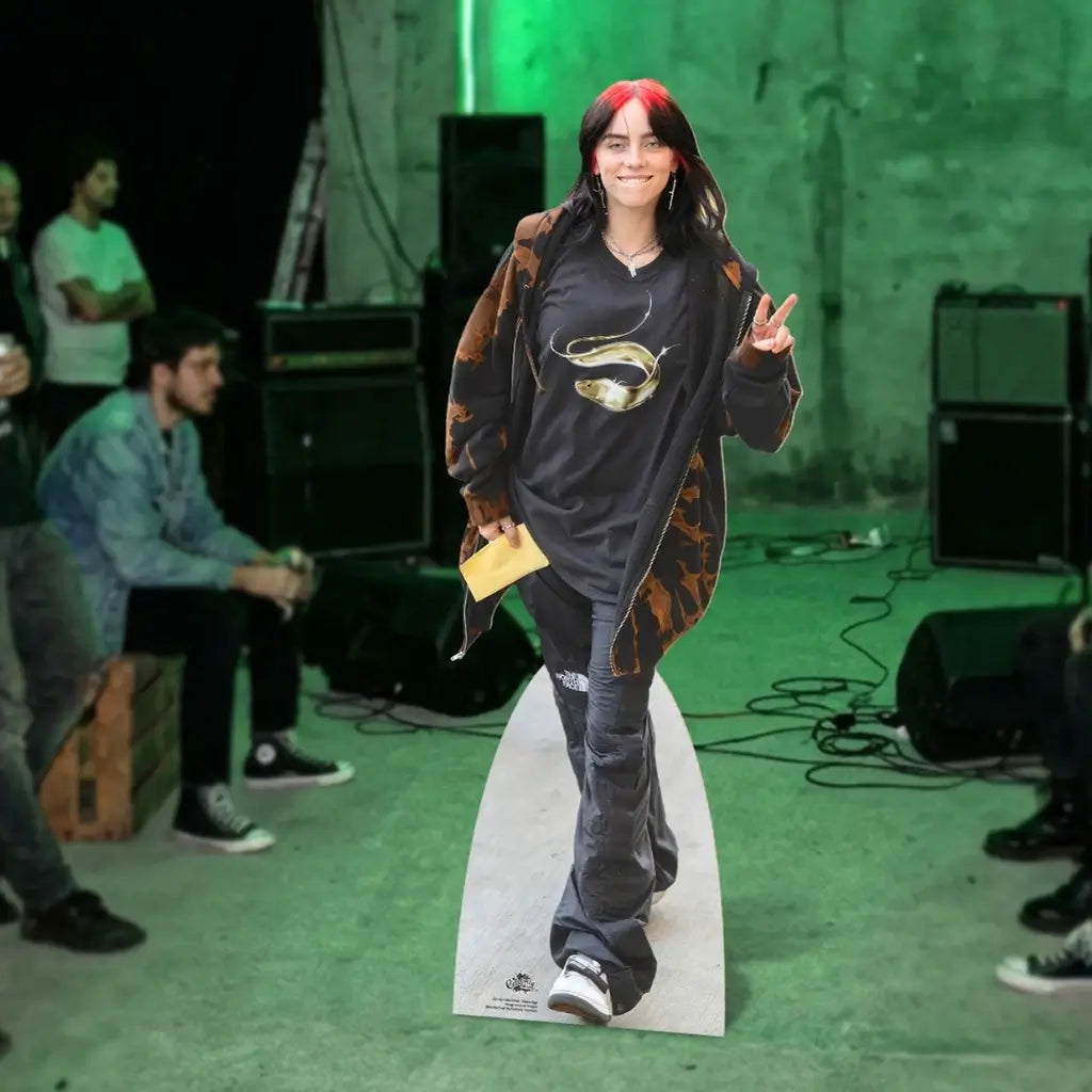 Billie Eilish red and black hair lifesize cardboard cutout