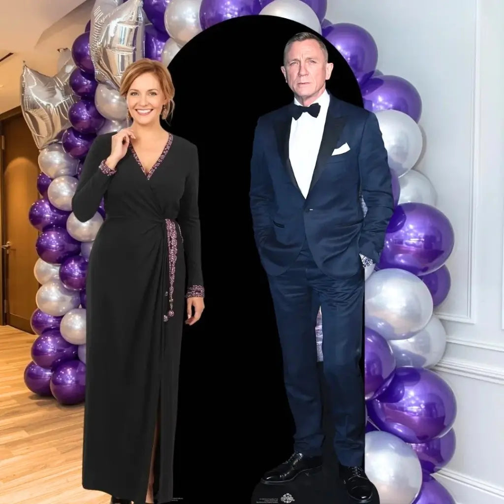 Daniel Craig tuxedo cardboard standee with matching mini cutout
