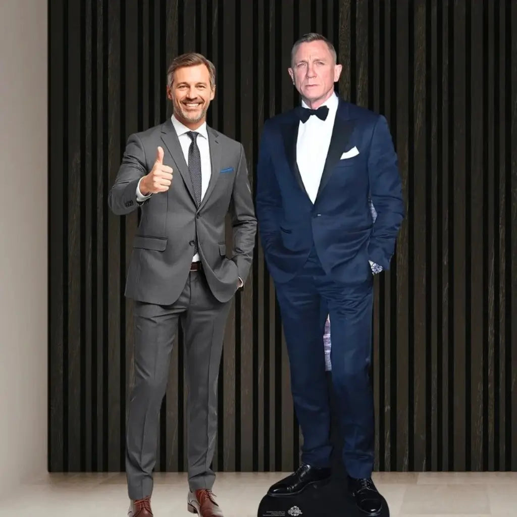 Daniel Craig cardboard photo prop for spy and casino themed parties