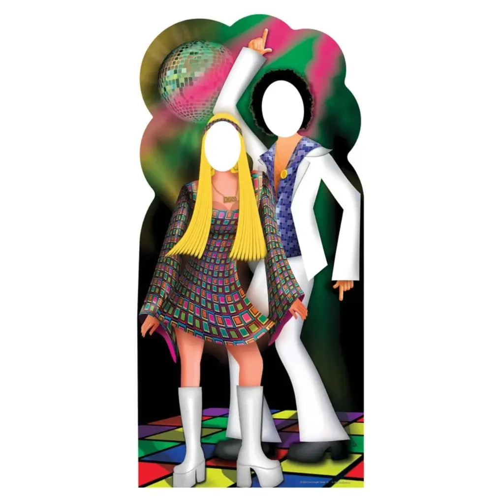 70s Disco Couple stand-in cardboard cutout 190cm