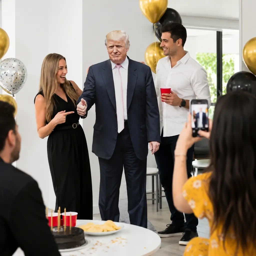 Donald Trump Cardboard Standee with Pink Tie
