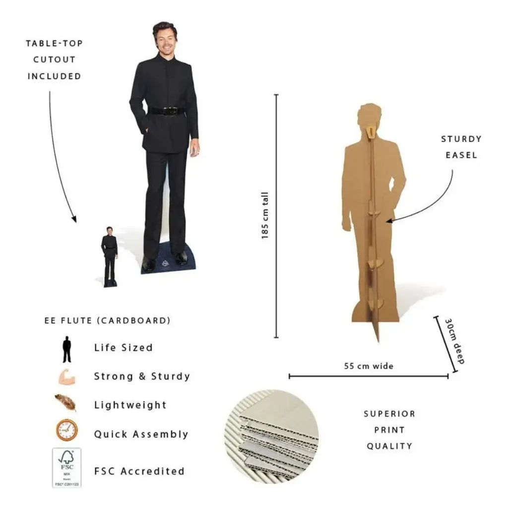 Harry Styles black outfit lifesize cardboard party decoration