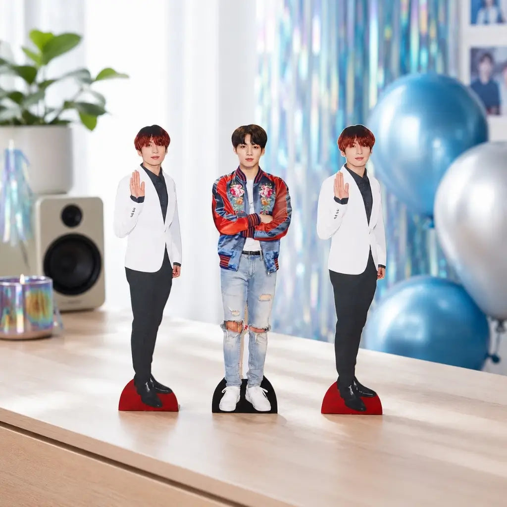 Jungkook BTS shelf top cardboard cutout set with three different poses