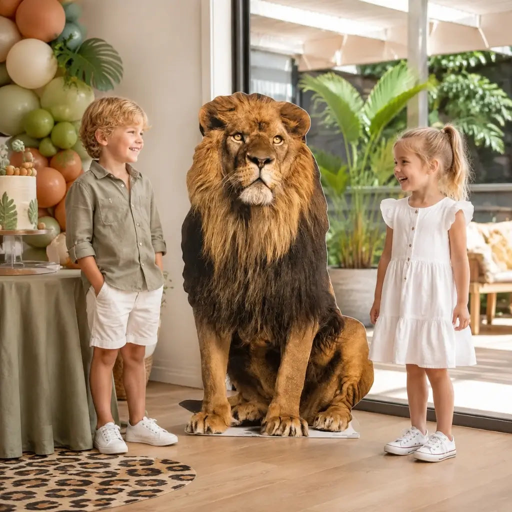 Realistic adult male lion cardboard cutout 155cm