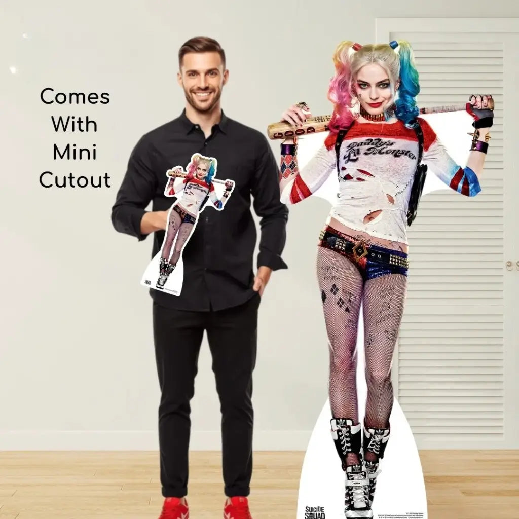Harley Quinn baseball bat cardboard photo prop for parties