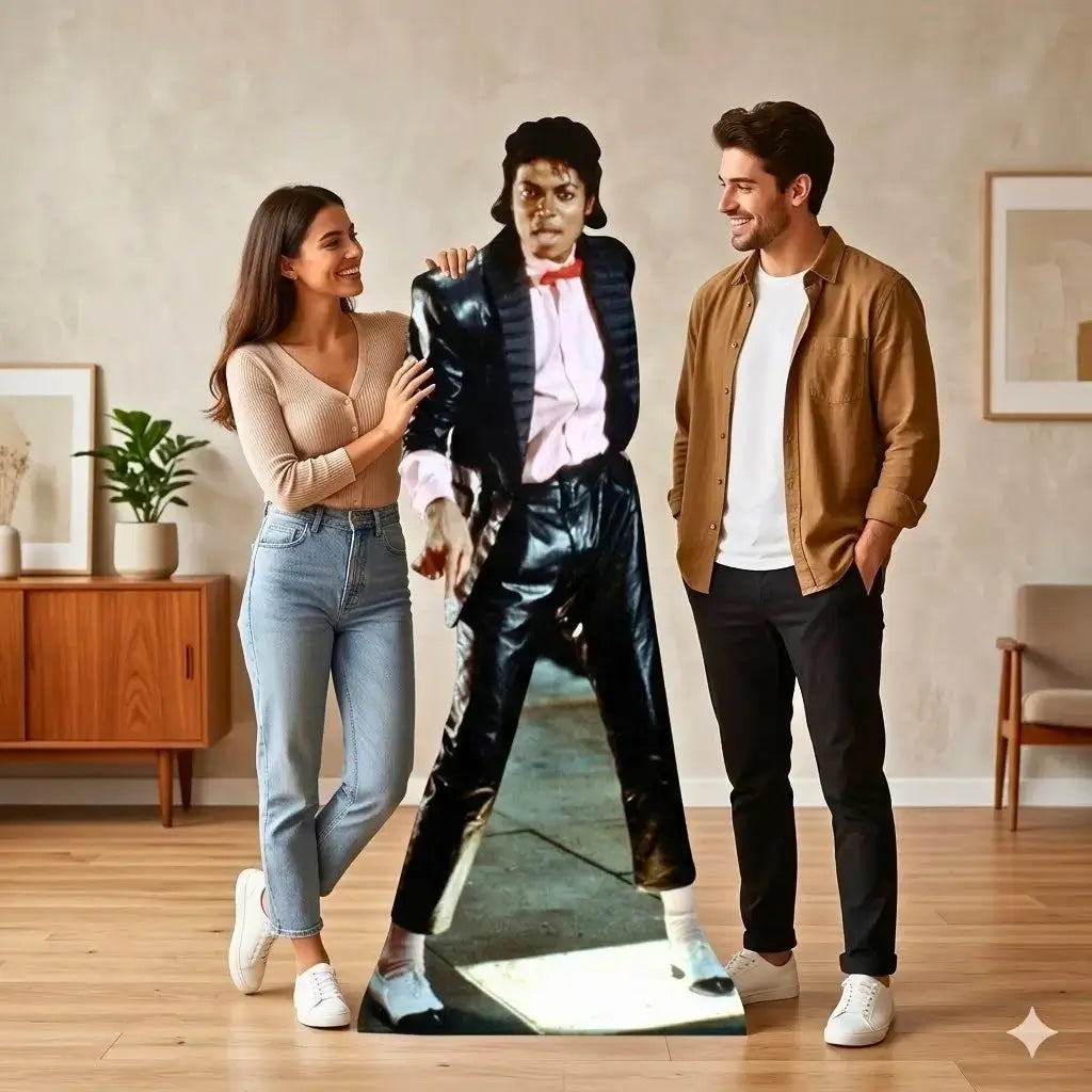 Michael Jackson pop star cardboard standee in iconic black outfit
