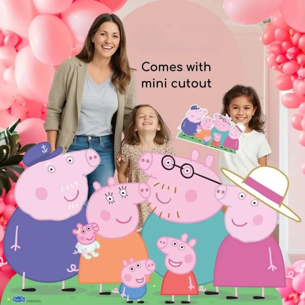 Peppa Pig family cardboard display for kids birthday party decorations