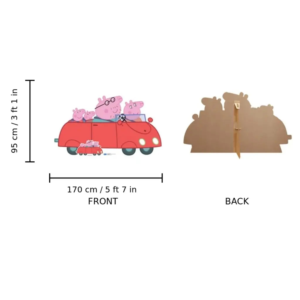 Peppa Pig Family Car kids birthday cardboard decoration 95cm x 170cm