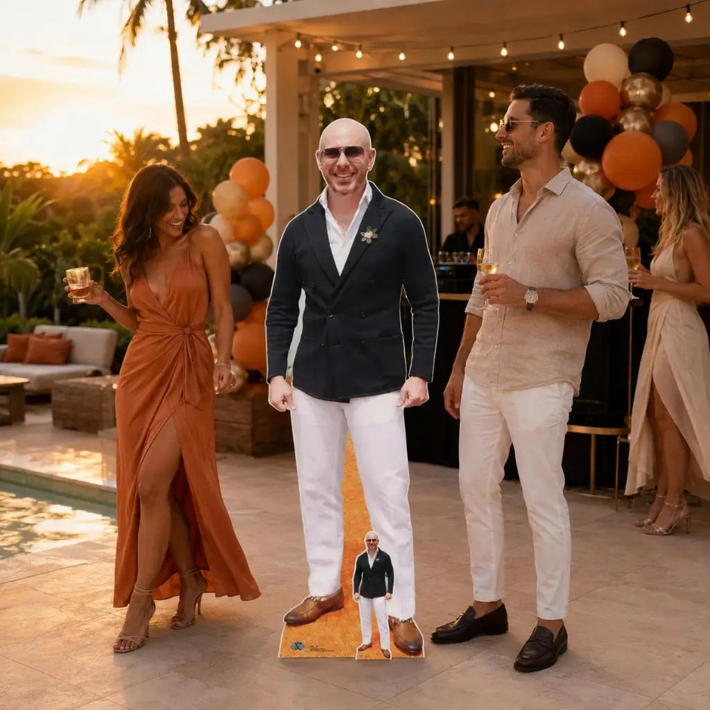 Pitbull rapper cardboard photo prop for music parties