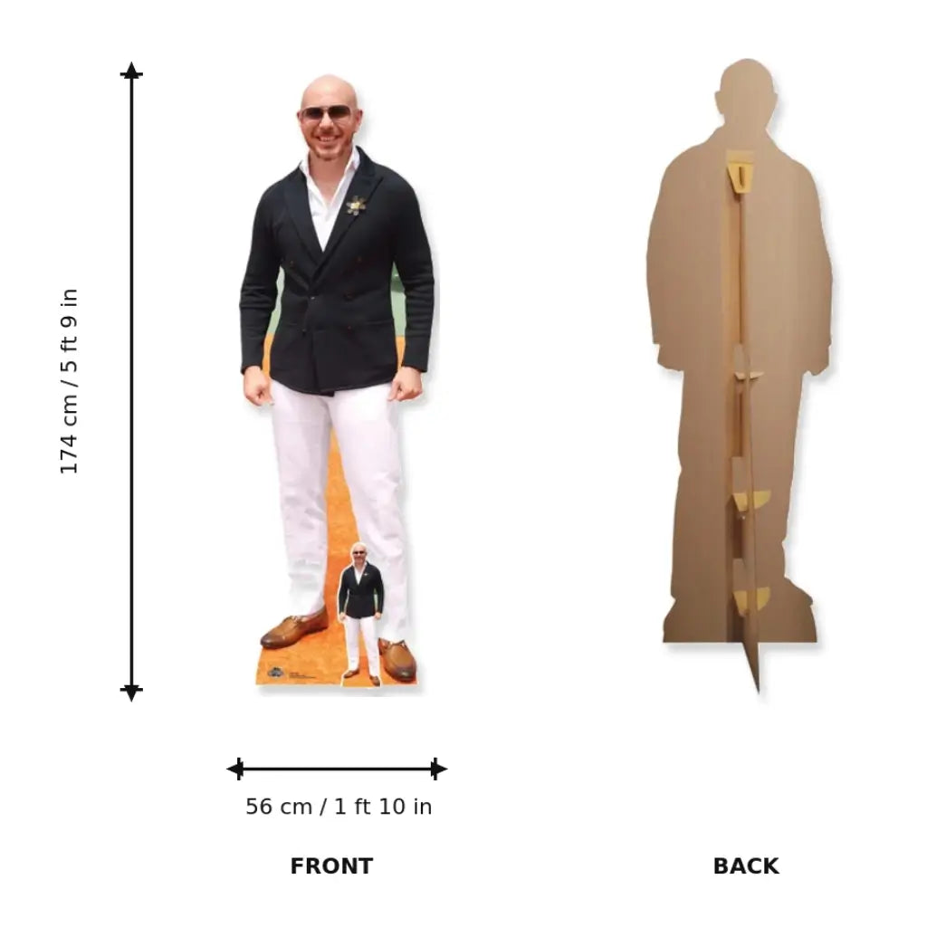 Pitbull celebrity cardboard cutout for birthdays and music events size