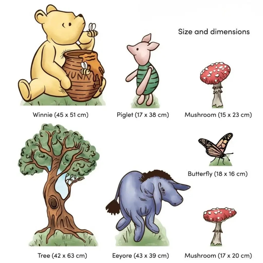 Winnie the Pooh baby shower cardboard decorations with Pooh and friends