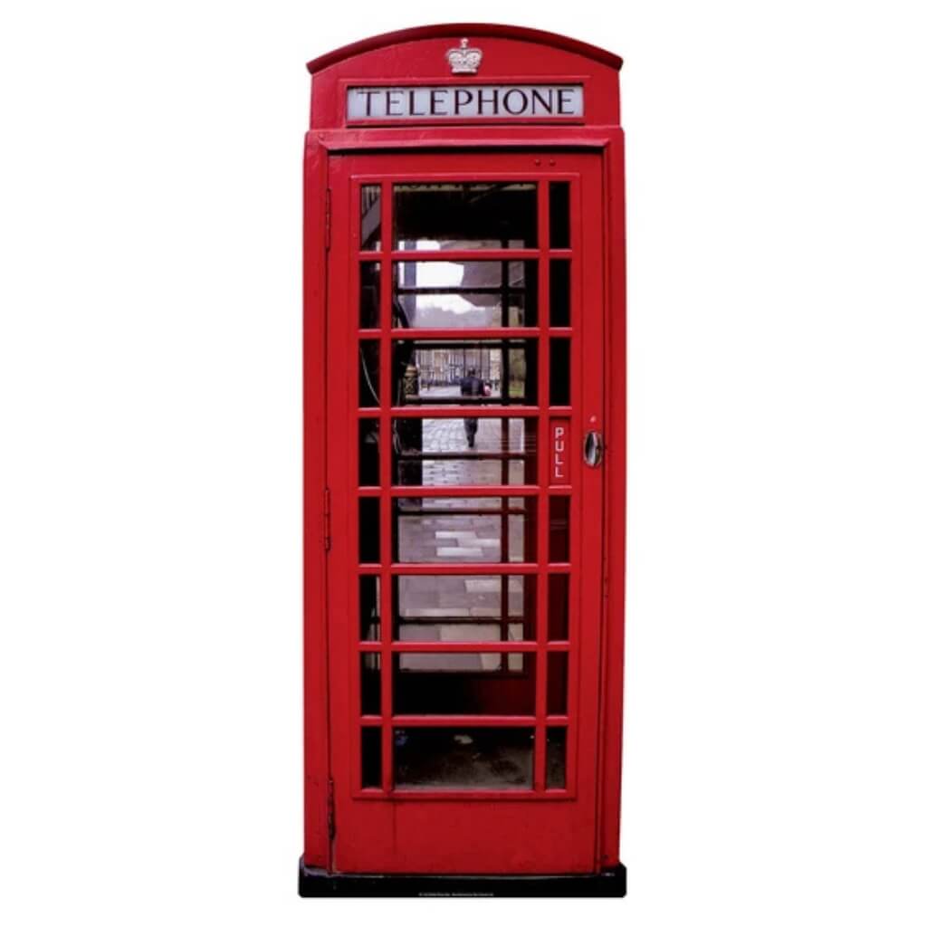 Red British telephone box lifesize cardboard cutout 191cm