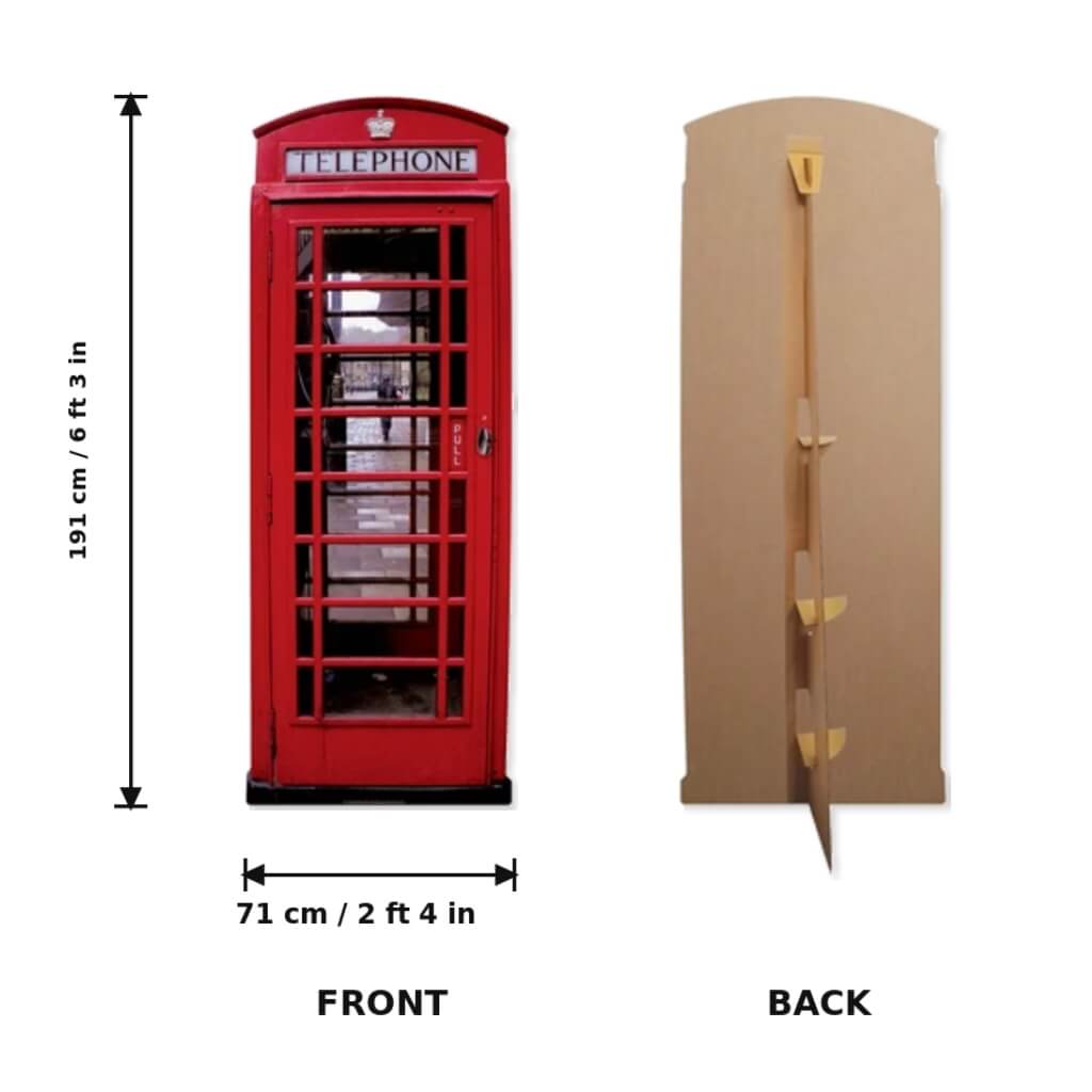 British red telephone box photo booth and event prop dimensions