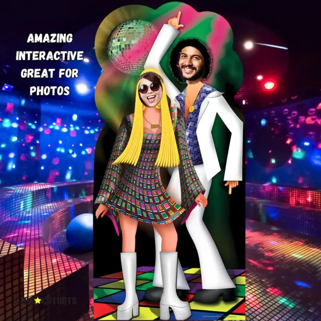 Retro Disco Couple stand-in for parties and photo booths