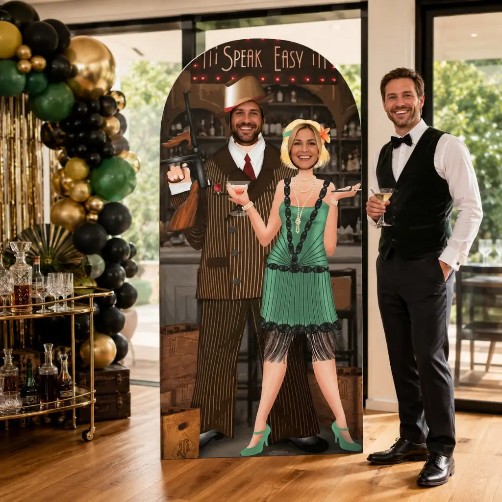 Roaring 20s couple photo stand-in cardboard cutout 191cm