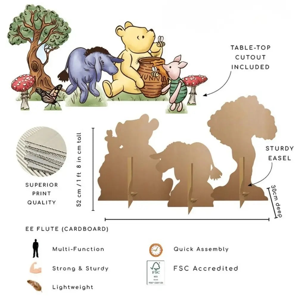Pooh Piglet and Eeyore cardboard party decoration set