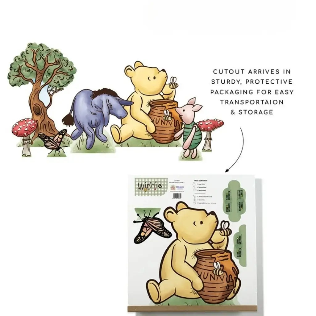 Hundred Acre Wood mini cardboard cutout bundle with seven pieces