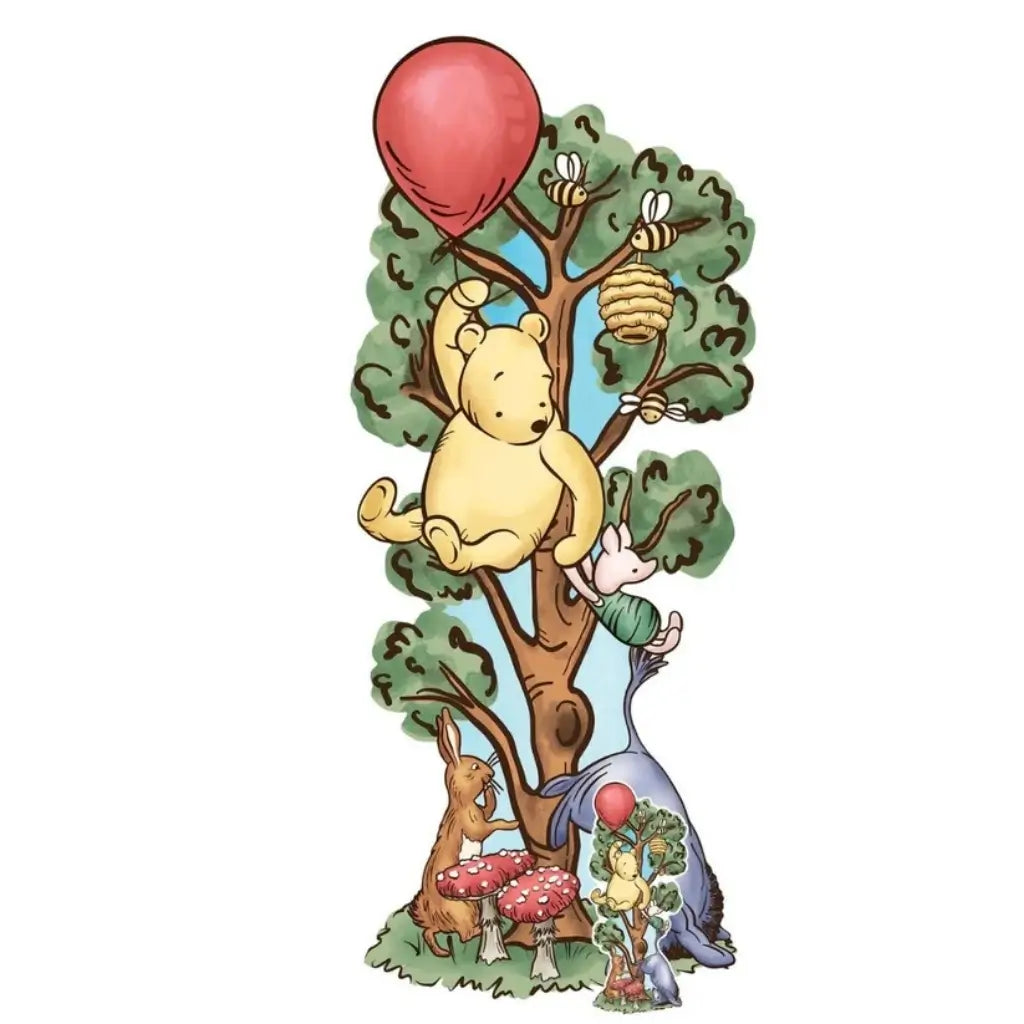 Winnie the Pooh baby shower cardboard decorations with Pooh and friends